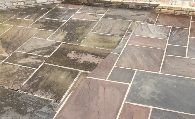 Power washed stone patio