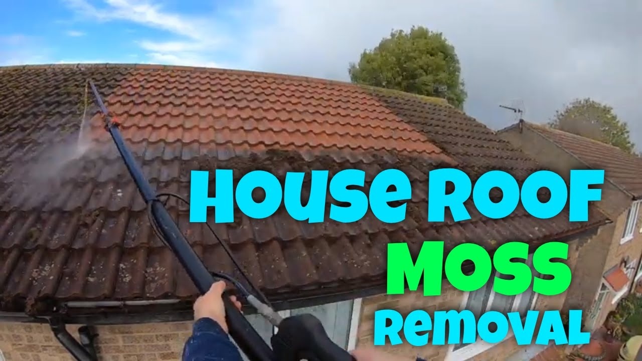 Roof pressure washing moss removal